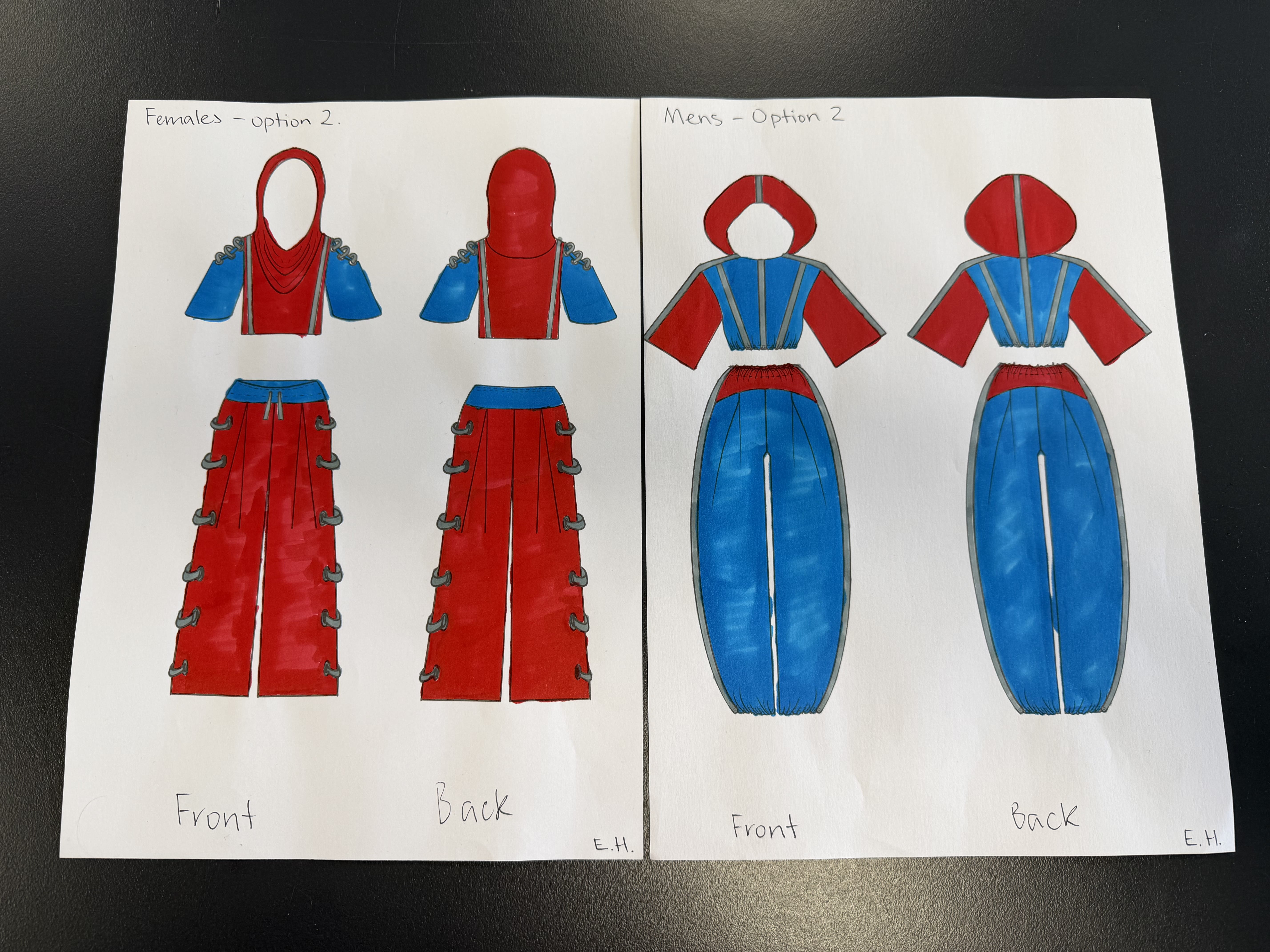 Ellie Hobbin's garment sketches