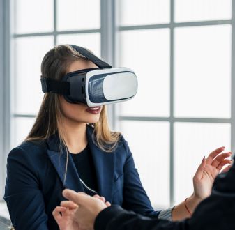 Person undertaking VR hotel training