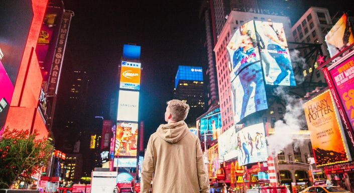 Marketing student at Times Square