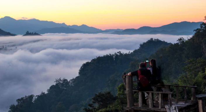 Tourism Management students on mountain