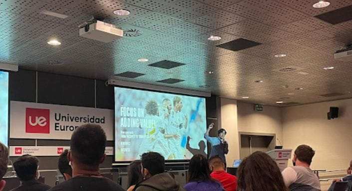 Sports management students in a masterclass