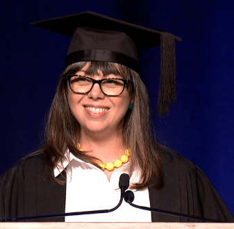 Graphic design graduate Peita Jackson giving graduate address | Sydney Graduation | May 2022 | Torrens  | LARGE