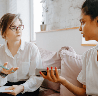 Two teachers learning counselling skills