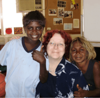 Debbie Smith with kids from Balgo WA