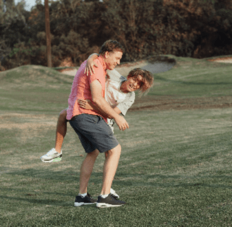 Boy in the park with father