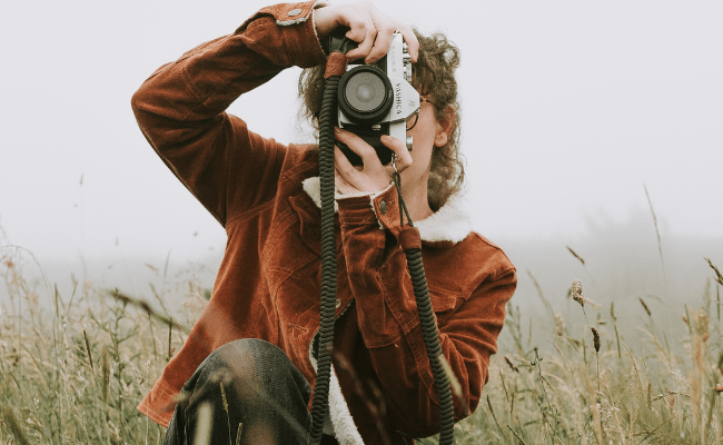 High school student taking photos