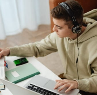 Year 12 student studying for final exam