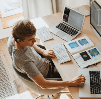 Male Year 12 student studying at desk