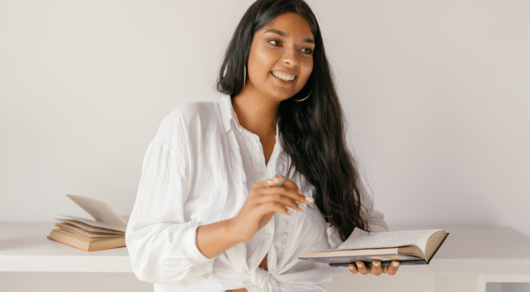 Student reading Year 12 study plan