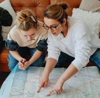 Mother talking to daughter about gap year
