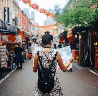 Woman reading a map