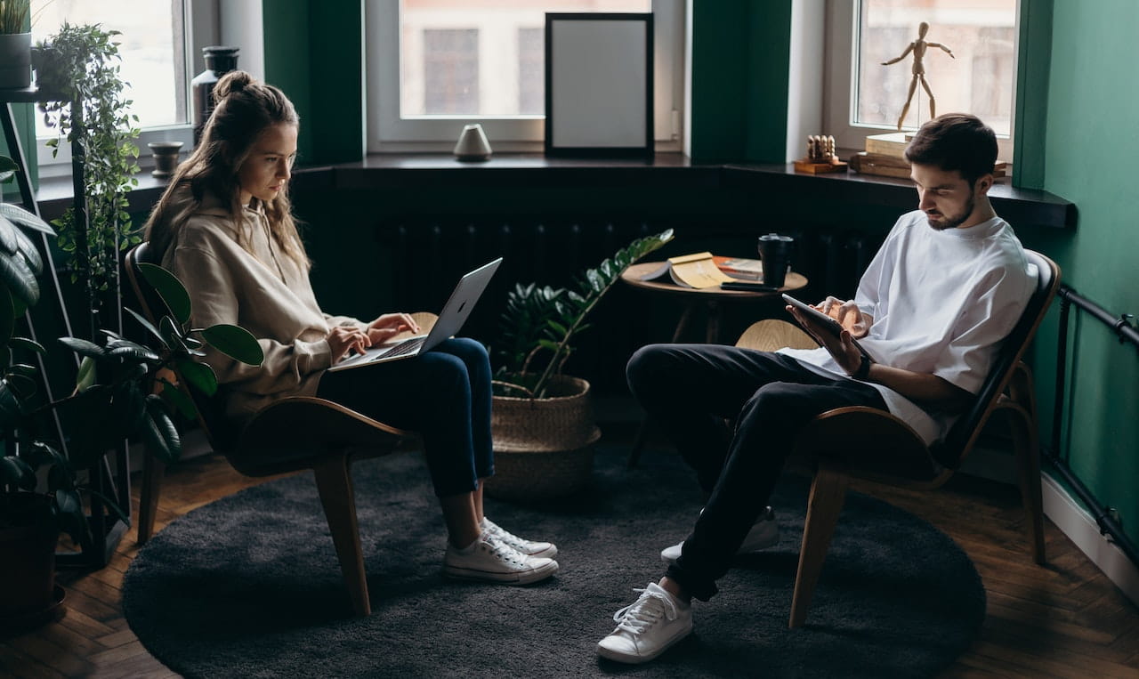 Two students working on assignment