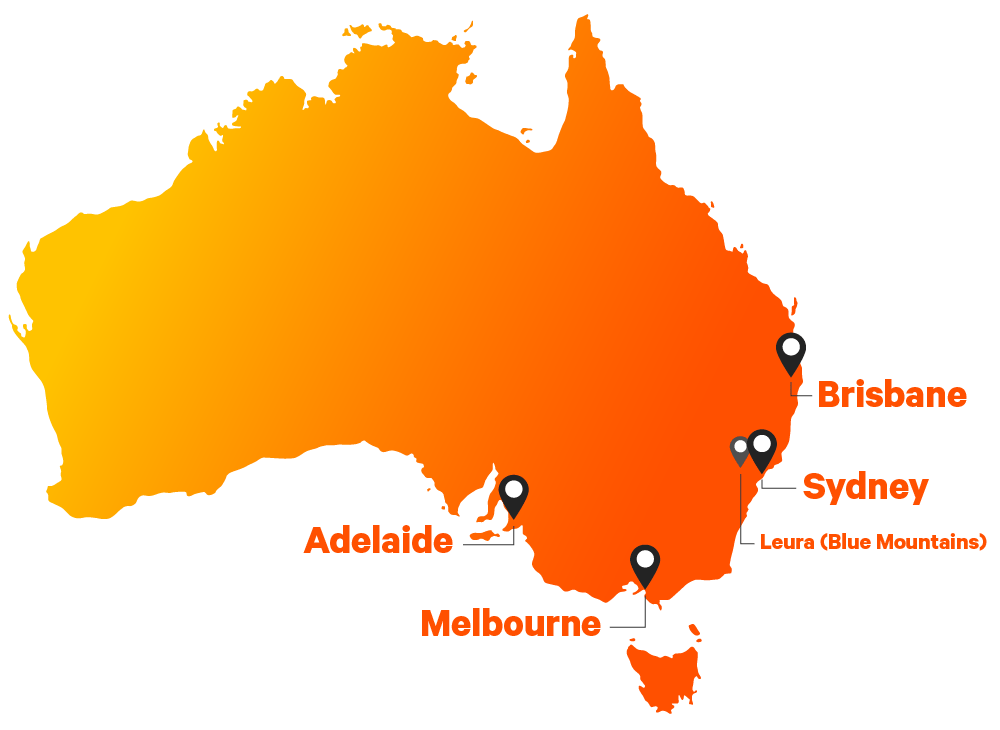 Torrens University campuses in Australia map