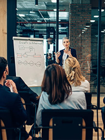 Researchers discussing research