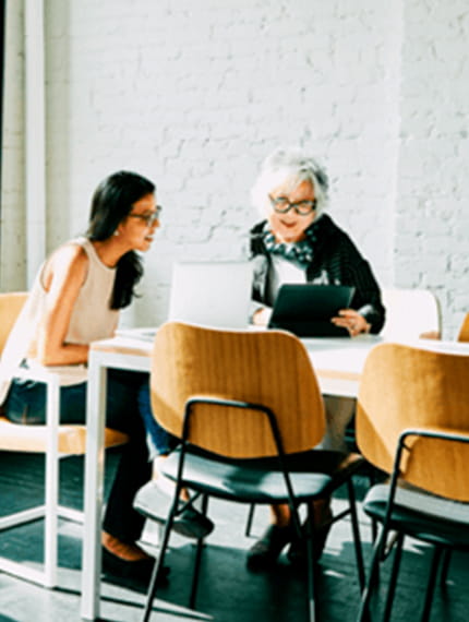 Two female university international agents