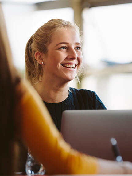 University student looking at online study options