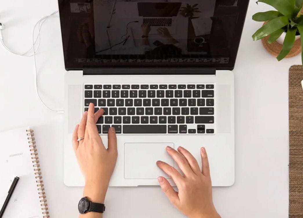Woman using a laptop 