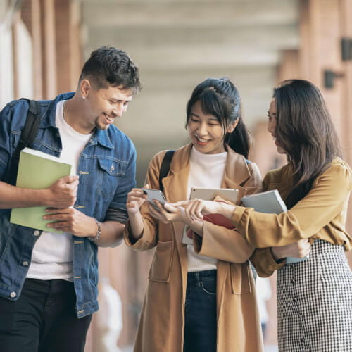 Group of international students applying for university