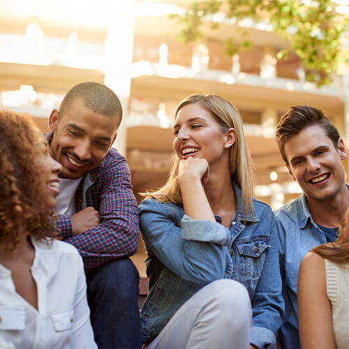Group of university students outdoors