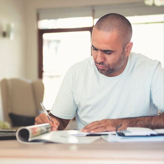 Student studying degree online