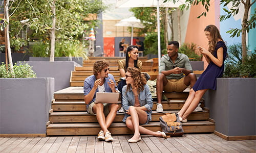 Group of university students talking